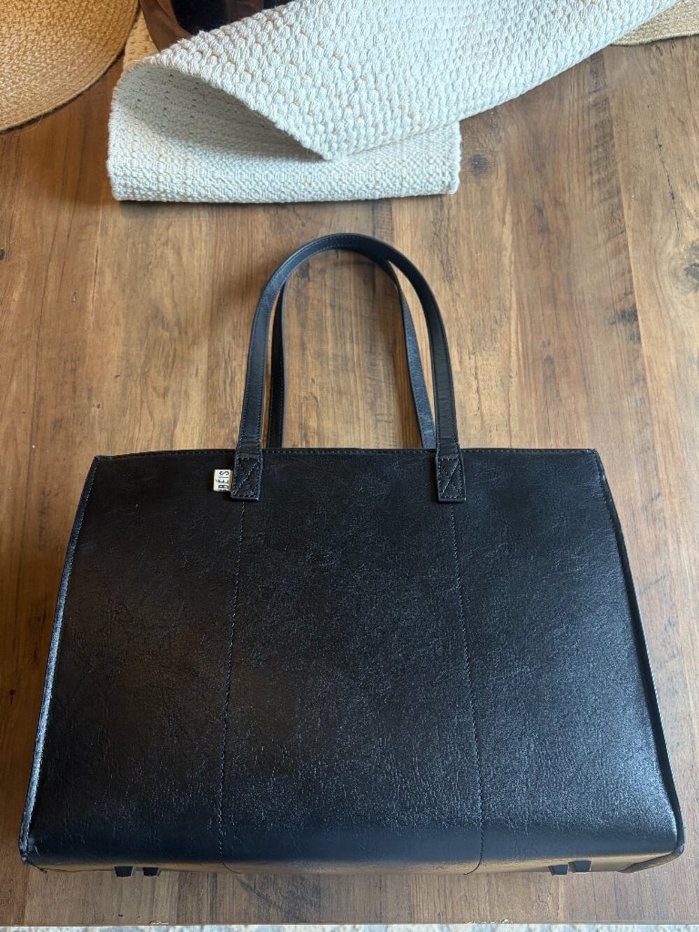 BÉIS The Work Tote in Black Vegan Leather Laptop Bag